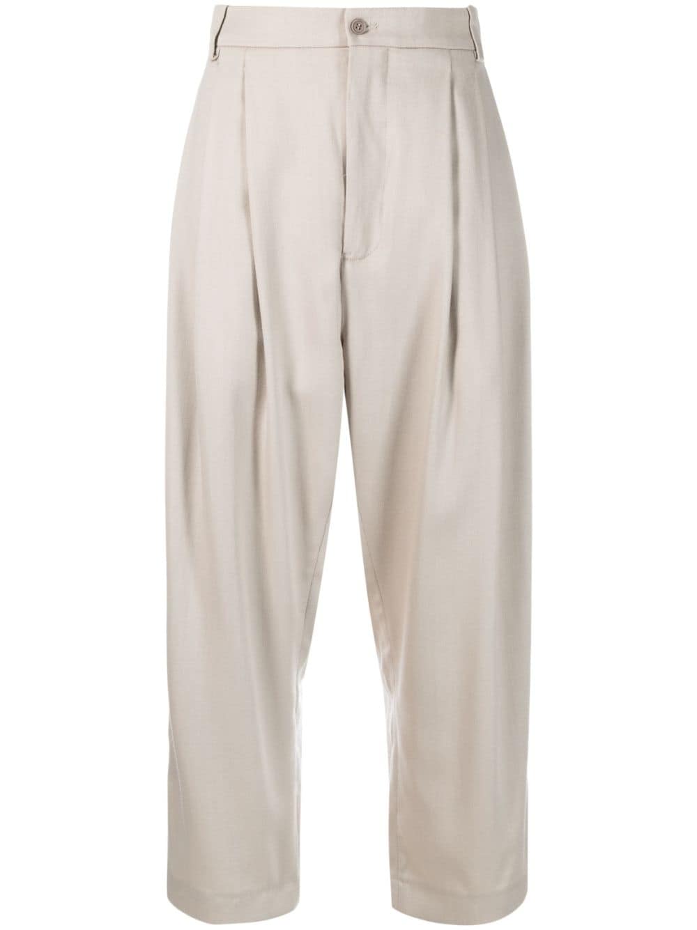 Light taupe high waisted cropped trousers women HED MAYNER divincenzoboutique